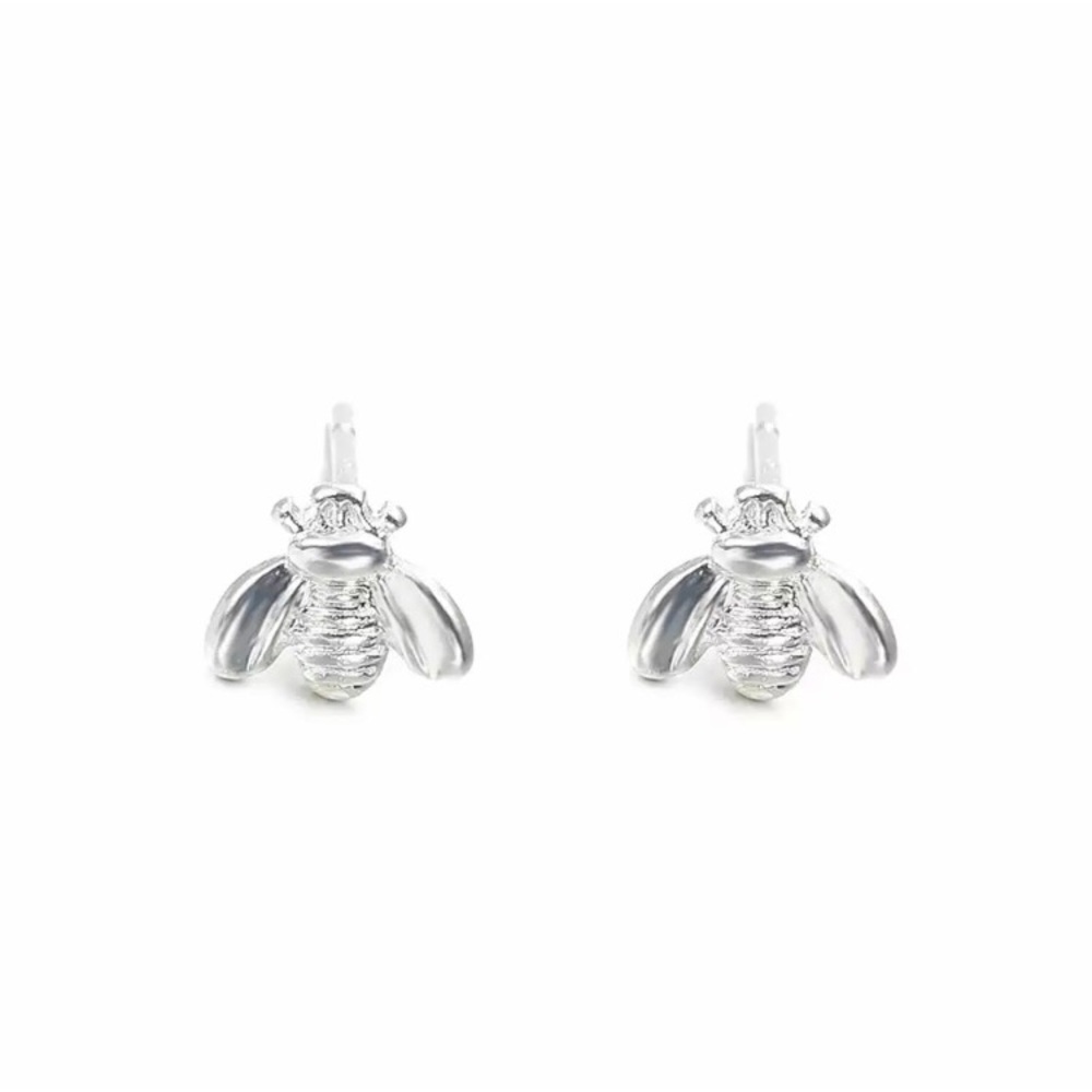 Silver Queen Bee Stud Earrings